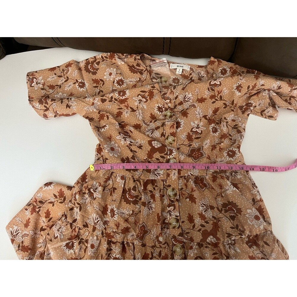 Mine Women’s A Line Dress Layered Button Down Small Floral V Neck Short Sleeve - Picture 6 of 12